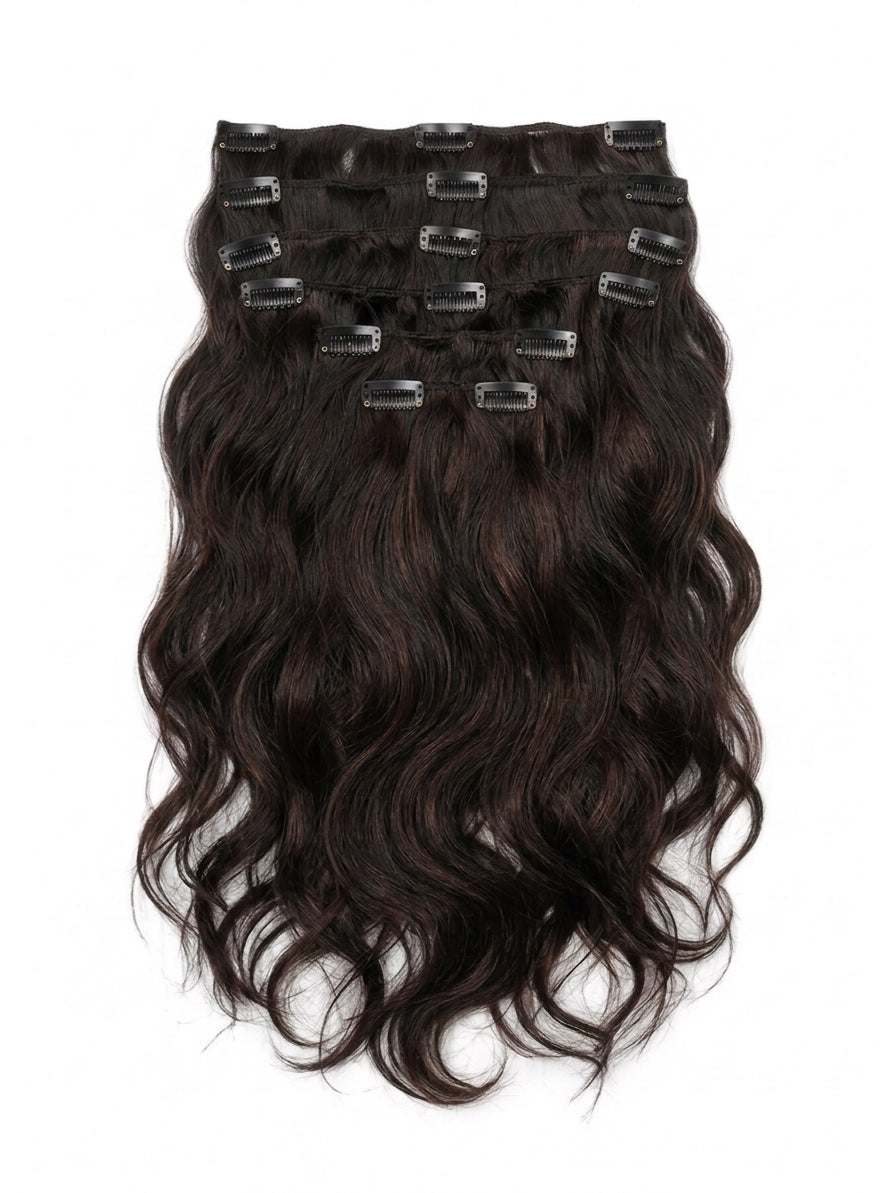 20" Indian Remy Clip-In Hair Extensions - Dark Brown