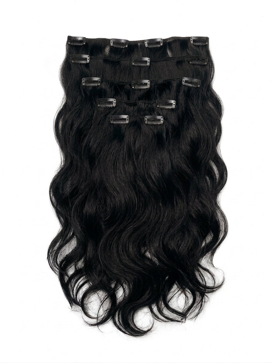 20" Indian Remy Clip-In Hair Extensions - Jet Black