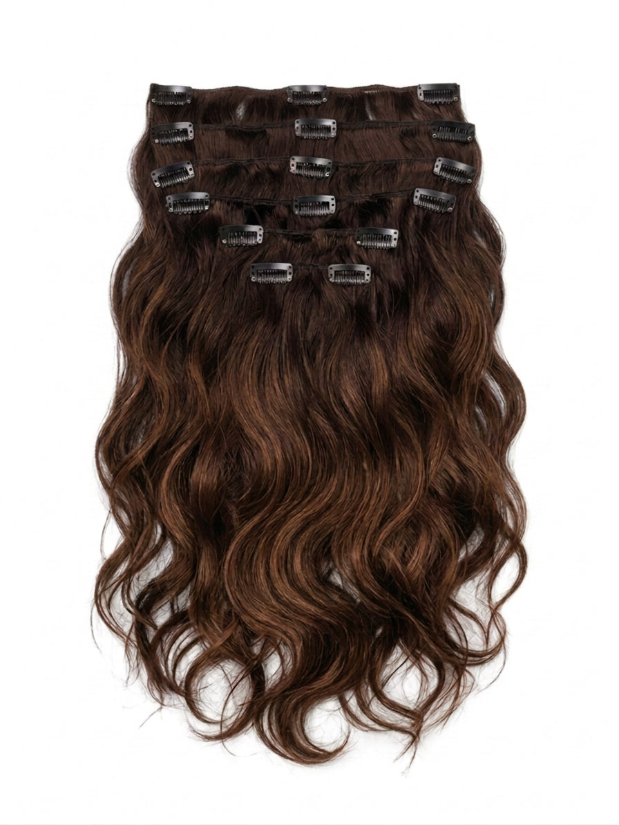 20" Indian Remy Clip-In Hair Extensions - Chestnut Balayage