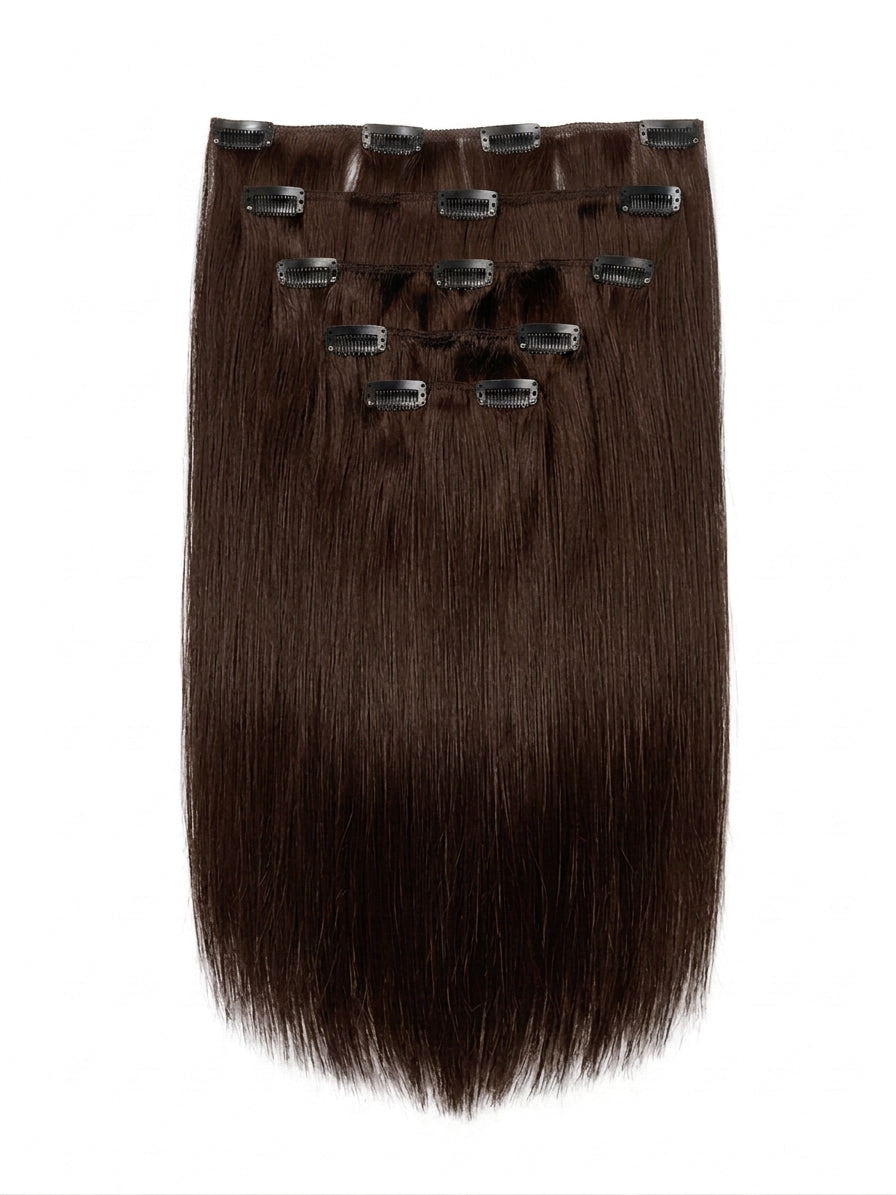 20" Indian Remy Clip-In Hair Extensions - Chocolate Brown