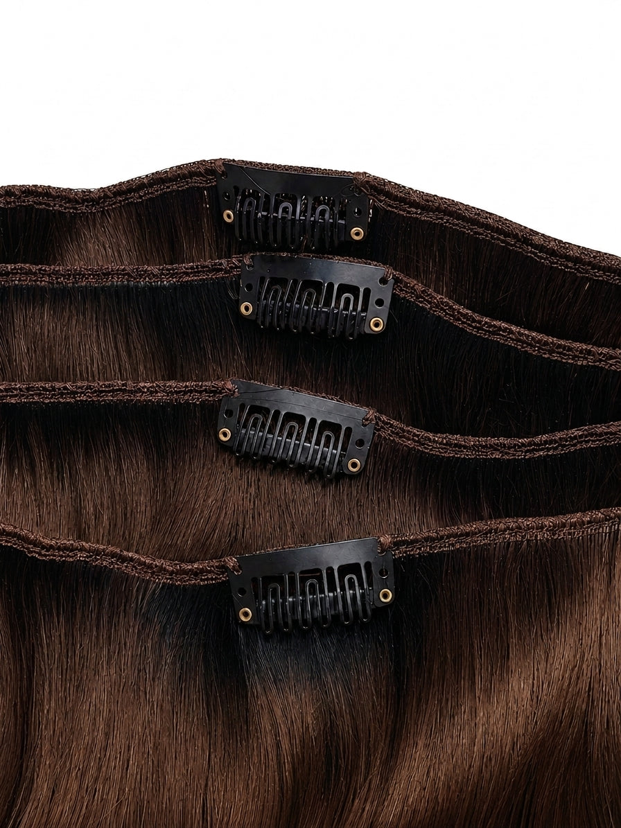 20" Indian Remy Clip-In Hair Extension - Rooted Mix Chocolate