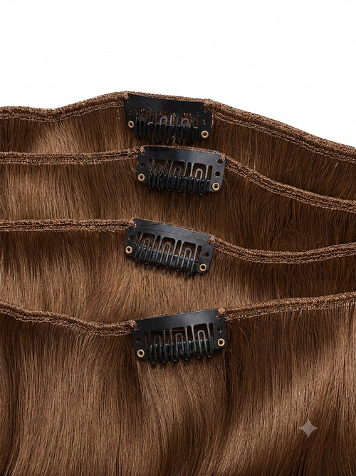 20" Indian Remy Clip-In Hair Extensions - Light Brown