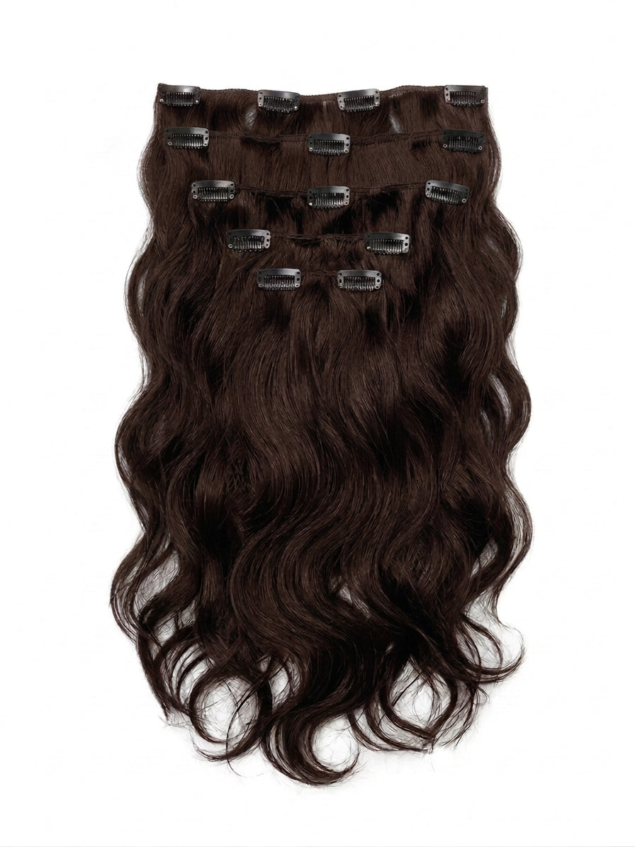 20" Indian Remy Clip-In Hair Extensions - Chocolate Brown