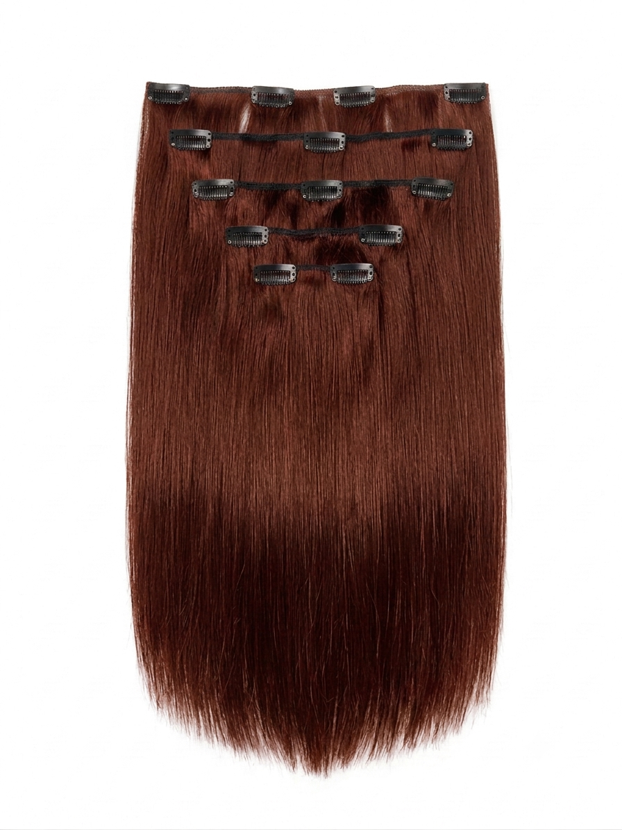20" Indian Remy Clip-In Hair Extensions - Auburn