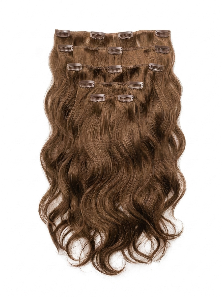 20" Indian Remy Clip-In Hair Extensions - Light Brown