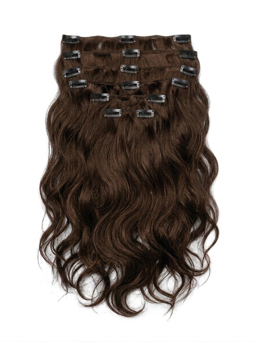 20" Indian Remy Clip-In Hair Extensions - Medium Brown