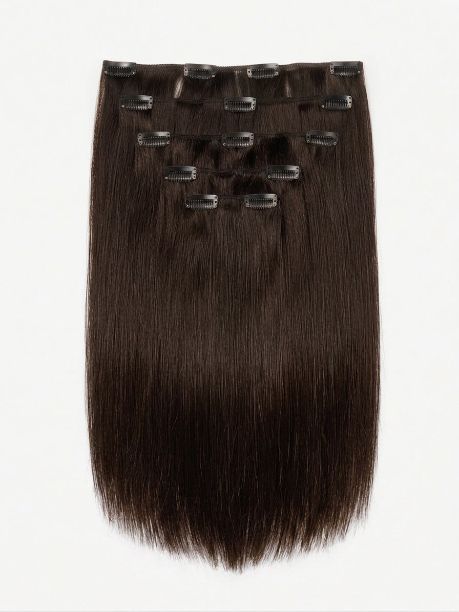 20" Indian Remy Clip-In Hair Extensions - Dark Brown