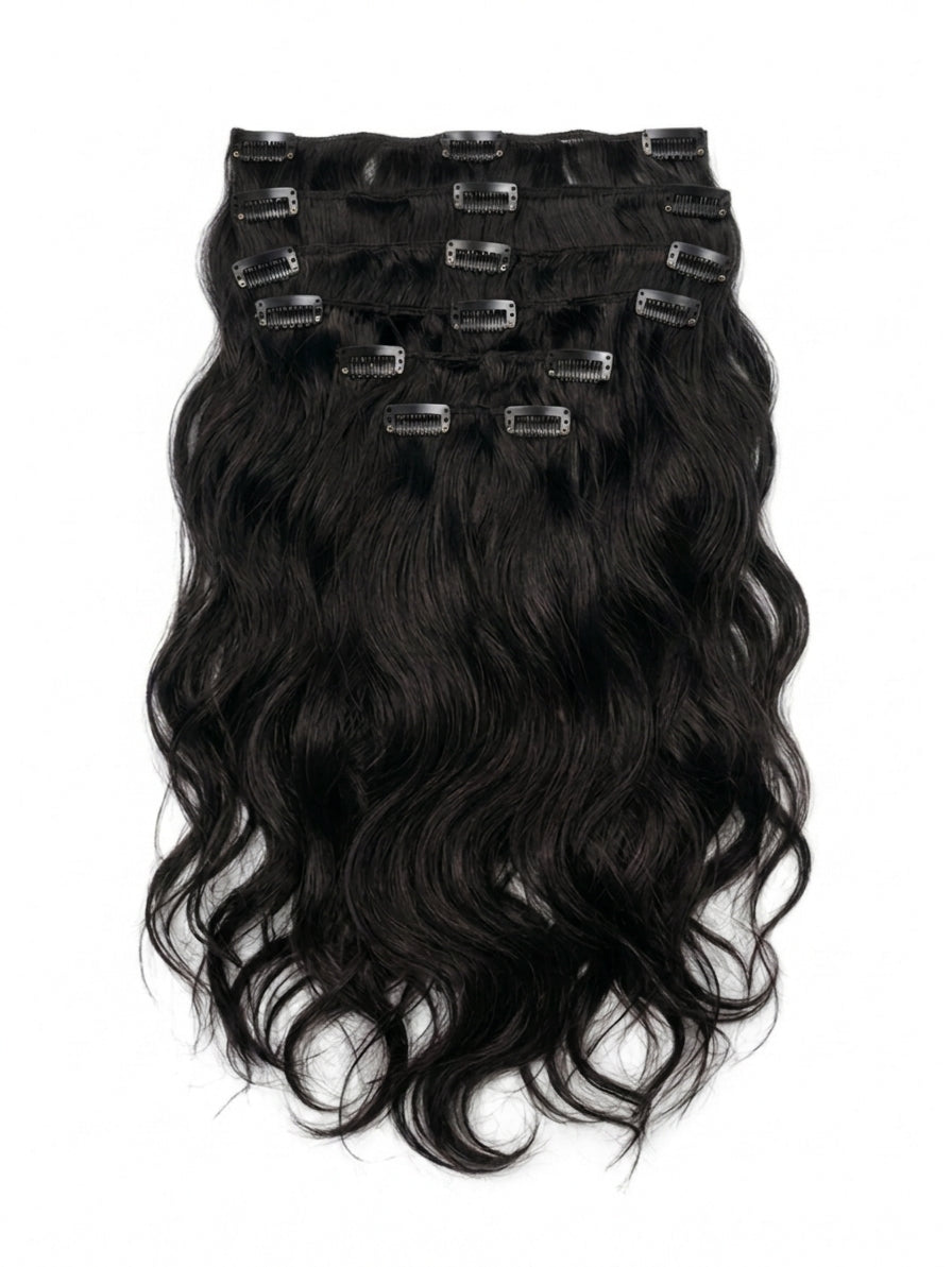 20" Indian Remy Clip-In Hair Extensions - Jet Black
