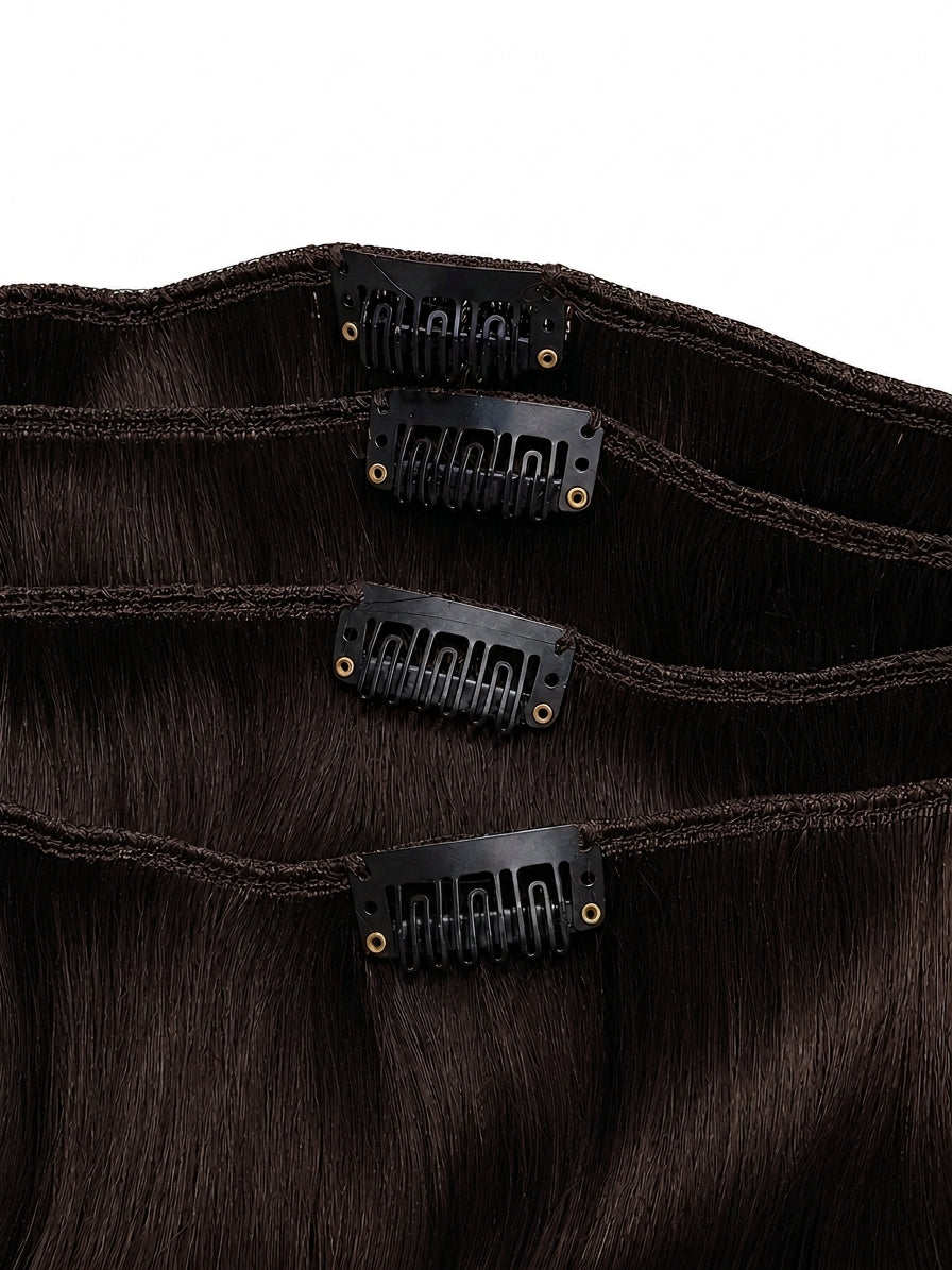 20" Indian Remy Clip-In Hair Extensions - Brown Black